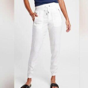ATHLETA Cabo Linen Jogger Pants, White, Sz 8